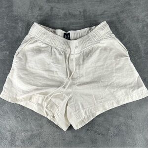 Gap Linen Blend Shorts Womens XS White Drawstring Vacation Summer Resortwear